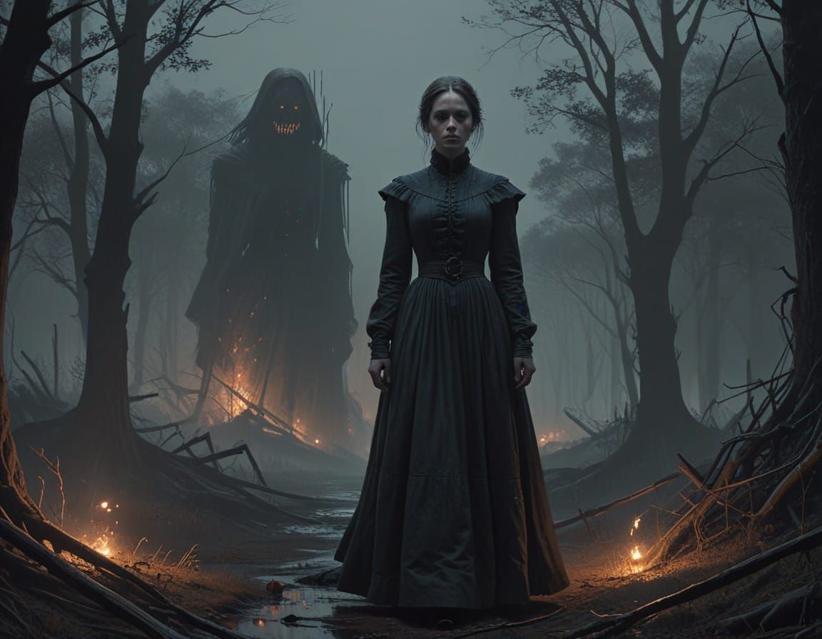 Victorian Woman in Shadows: Dark Fantasy Art