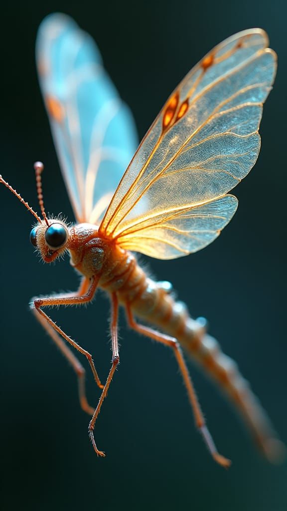 Luminous Spirit Insect with Radiant Wings