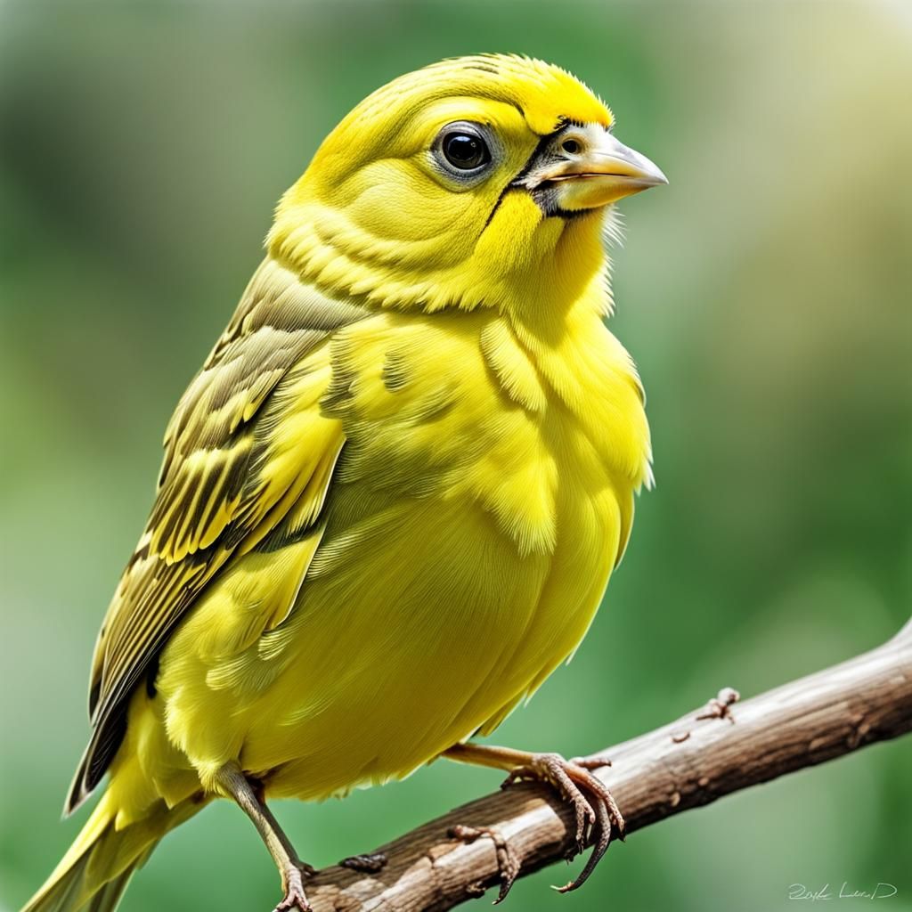 Yellow Canary Portrait in Pencil