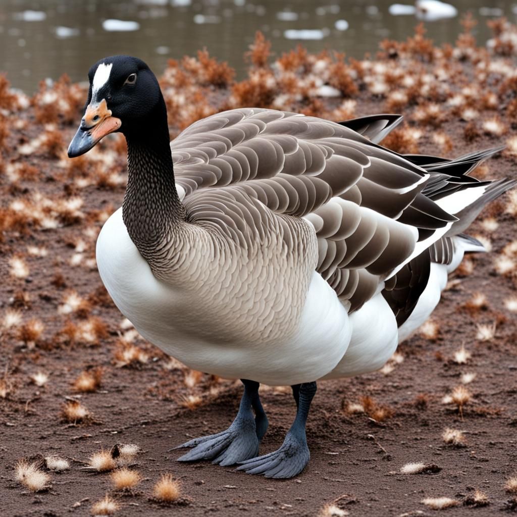 Goose Foraging as Winter Approaches