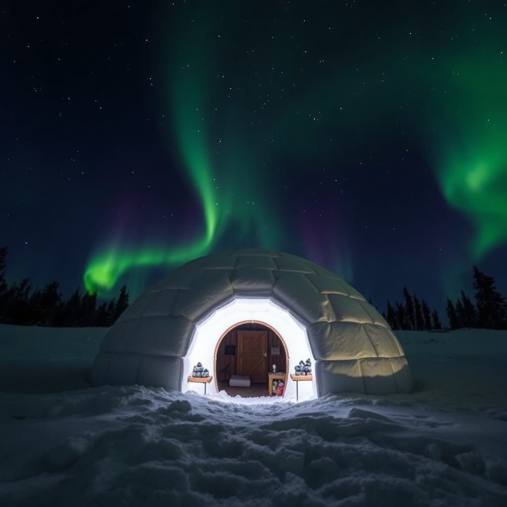 Ethereal Igloo Under Aurora Borealis
