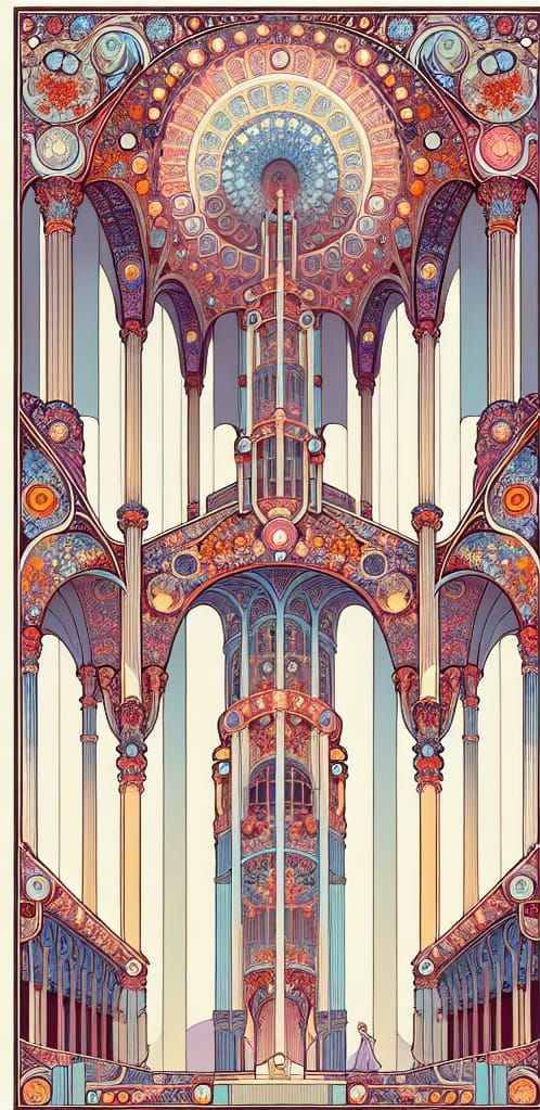 Art Nouveau Colonnade with Fractal Kaleidoscope