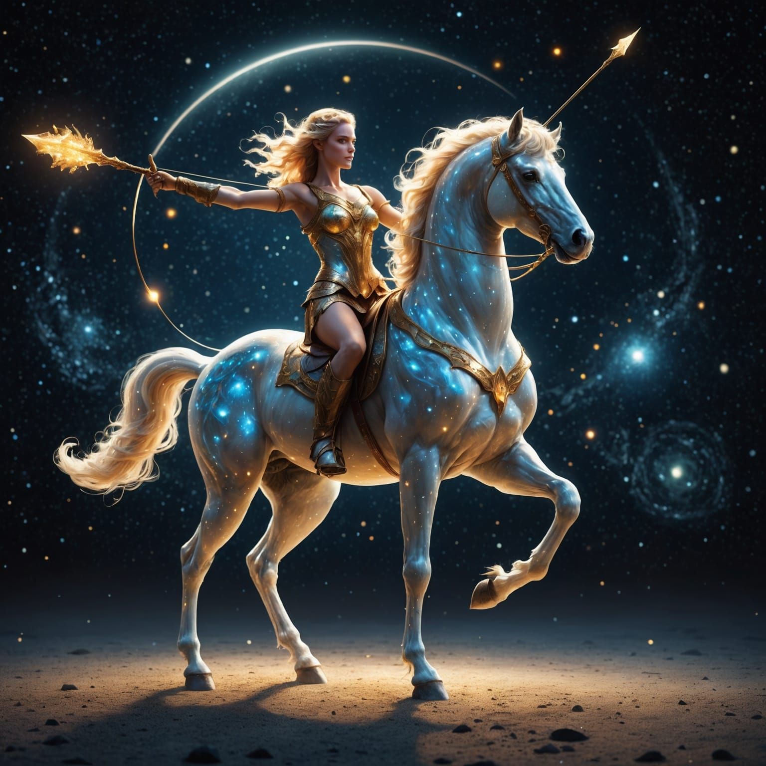 Luminous Centaur in Galactic Space: Dark Fantasy Art