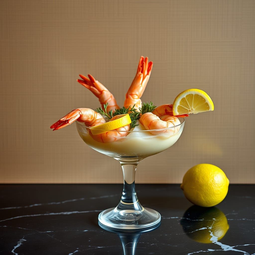 Elegant Shrimp Cocktail Still Life in Modern Style
