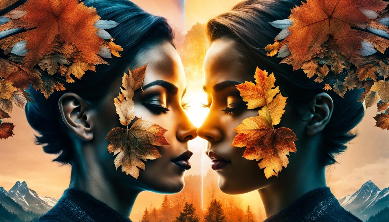 Dual Exposure: Love in Winter and Autumn