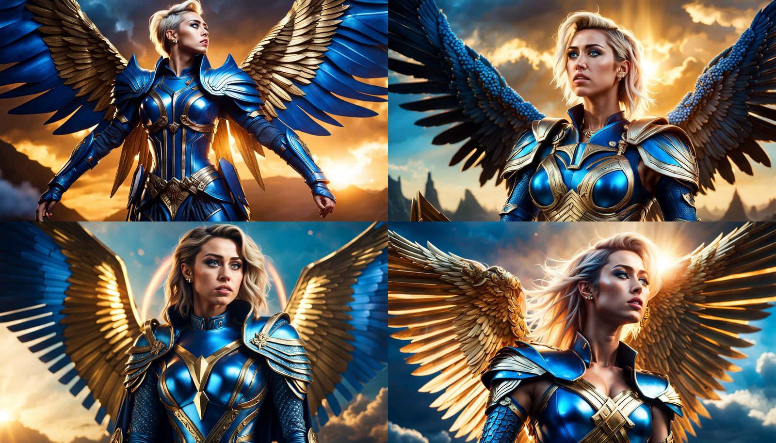 Archangel of Love in Blue Armor, Digital Watercolor