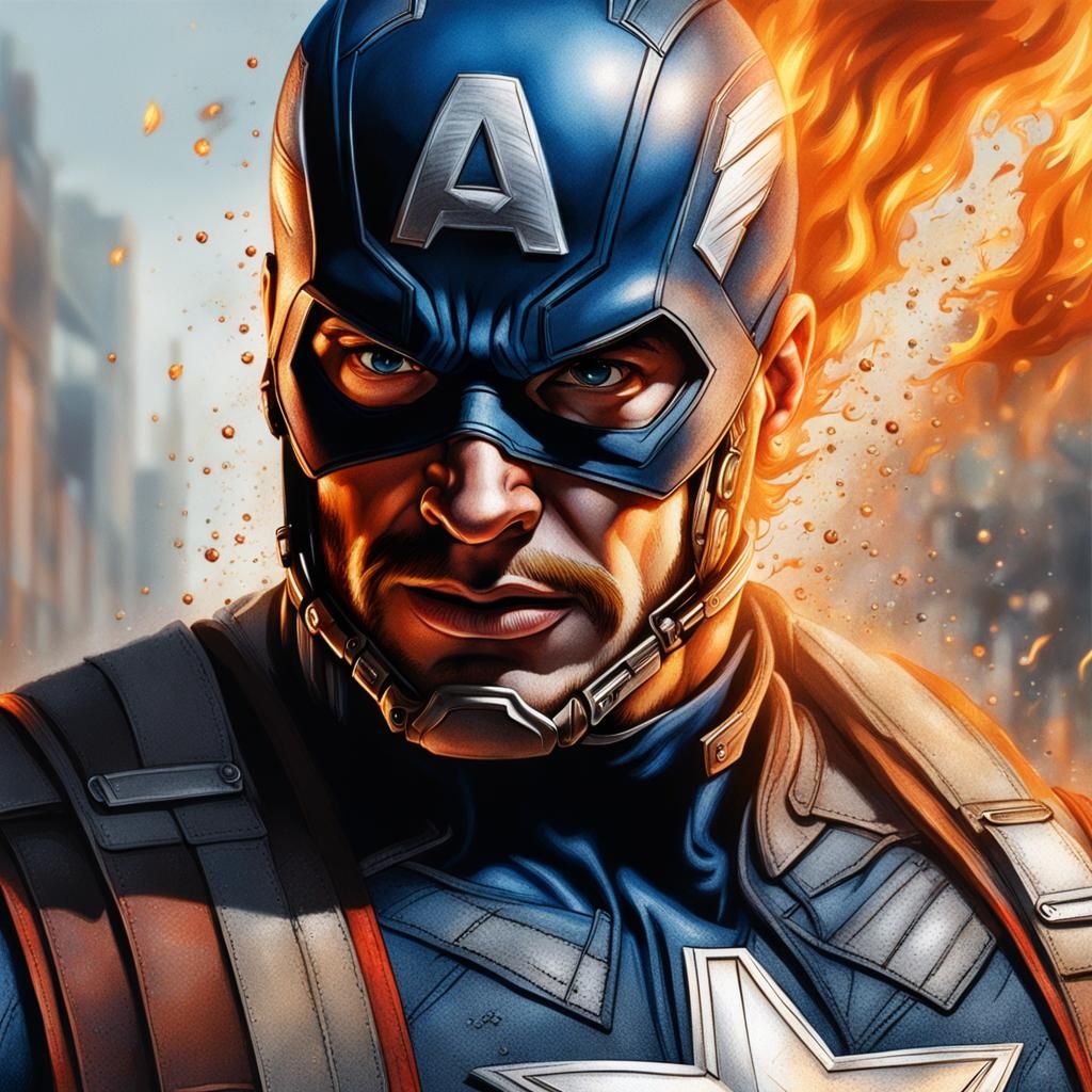 Hyperrealistic Close-Up Portrait of Captain America
