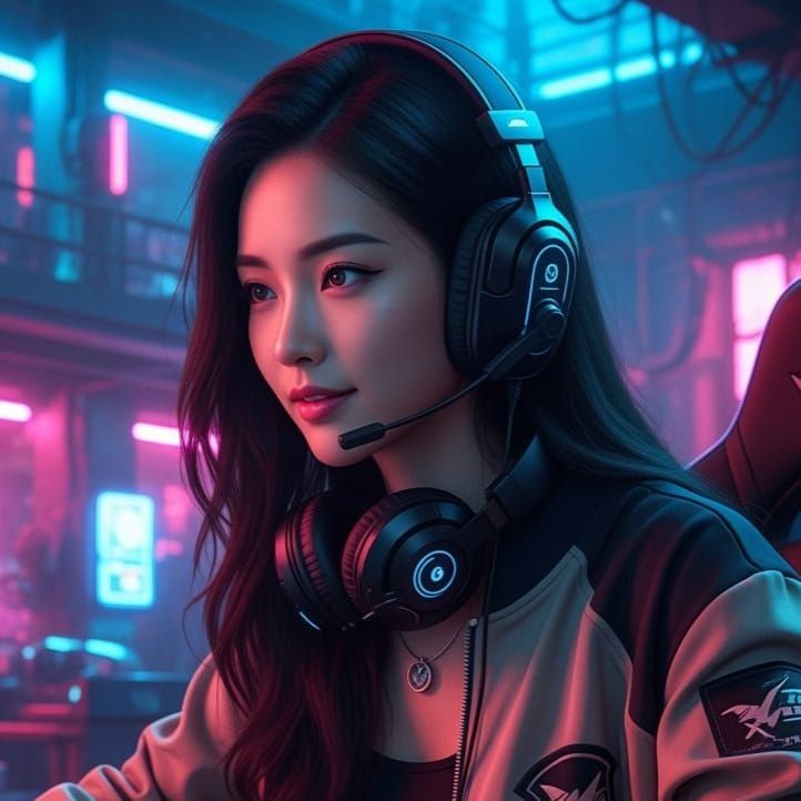 Beautiful Gaming Woman in Modern Style