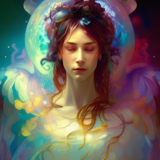 Whimsical God of Dreams in a Colourful Wonderland