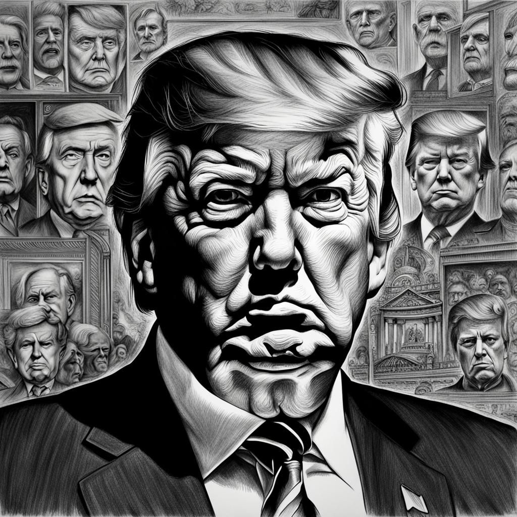 Hyperdetailed Charcoal Drawing of Donald Trump