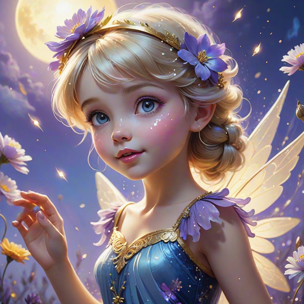 Whimsical Fairy Girl in Enchanting Pastel Hues