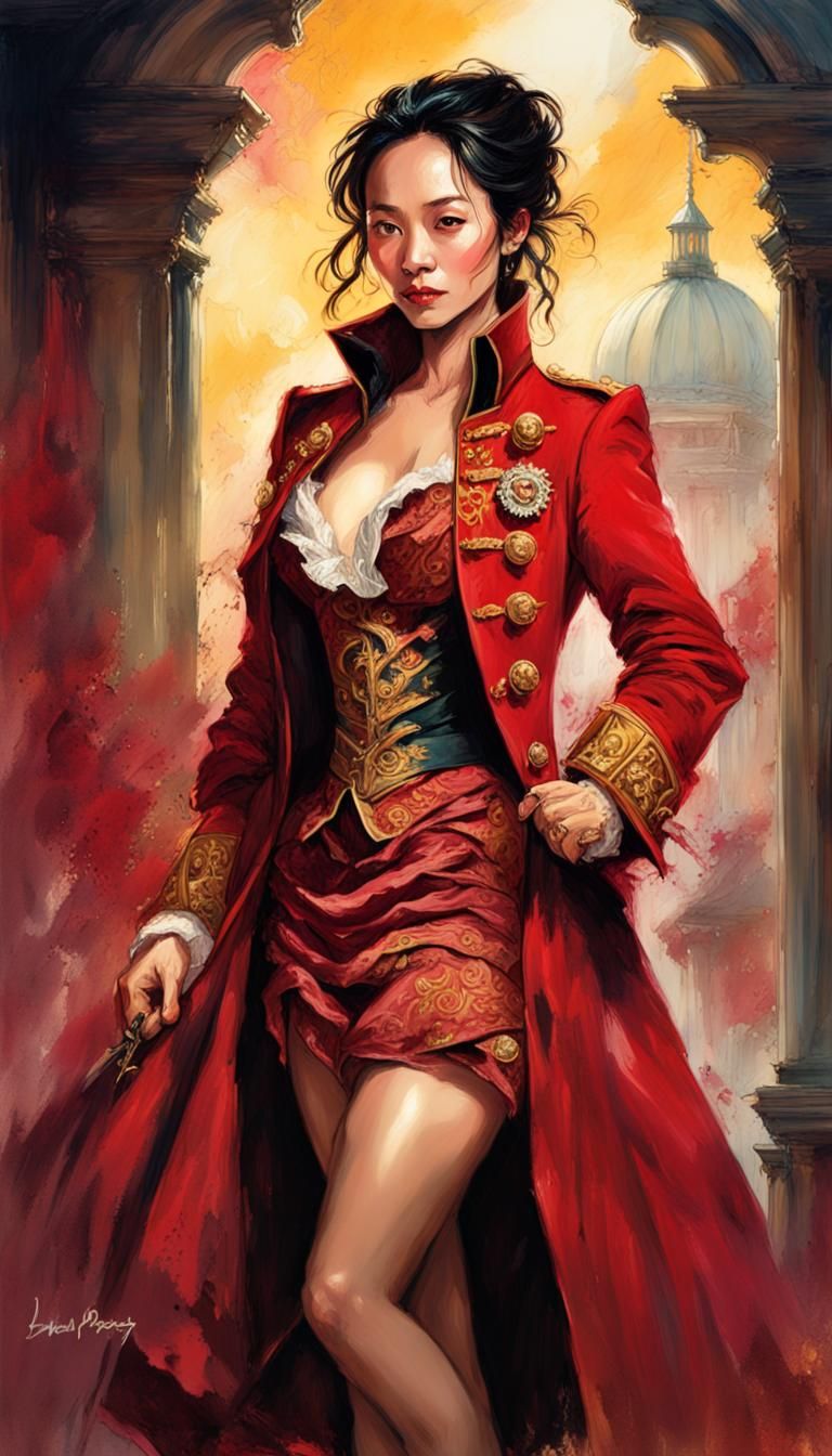 Dashing Buccaneer in Crimson Coat, Digital Painting