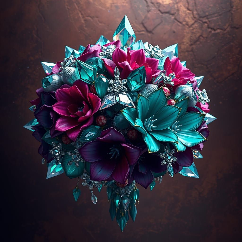 Luxury Bouquet in Dreamlike, Crystal-Encrusted Opulence