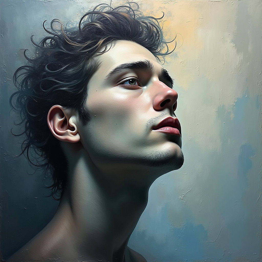 Abstract Portrait of a Man with Swirling Emotions