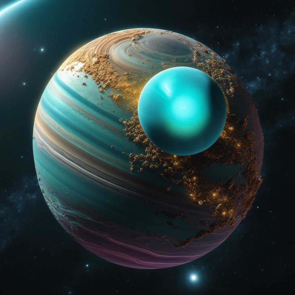 Intricate Holographic Illustration of Planet Uranus