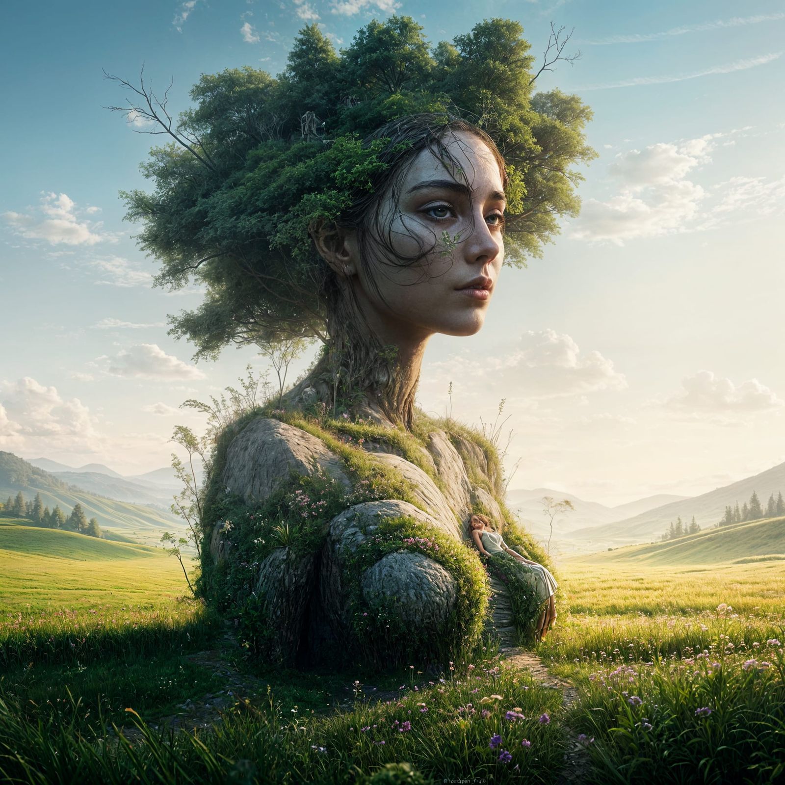 Surreal Maiden Landscape Concept Art