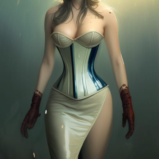 Elf in Latex Dress: Dark Fantasy Art