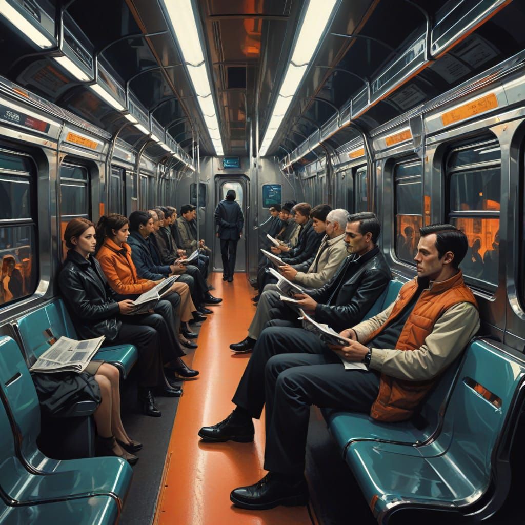 Gritty Urban Subway Scene in Futuristic Style