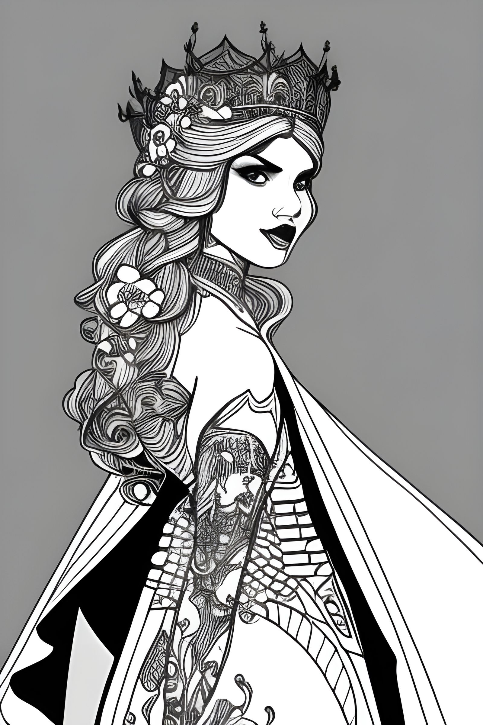 Disney Princess Mandala Line Art Coloring Page