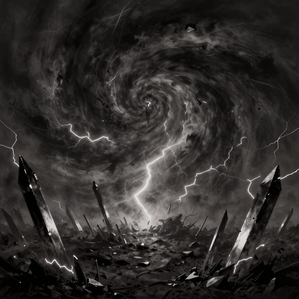 Dark Energy Swirling Upwards in Gothic Fantasy Art