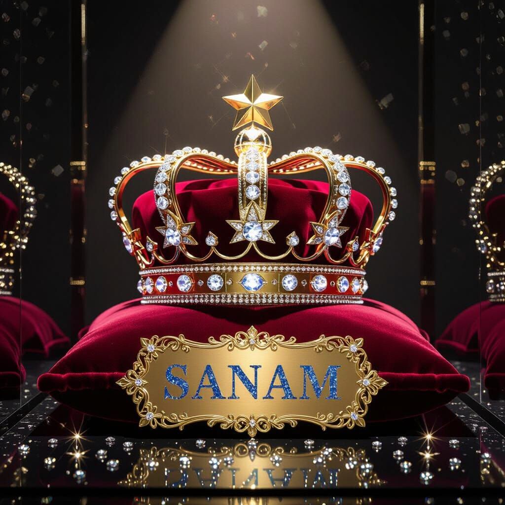 Magnificent Gold Crown on Crimson Cushion