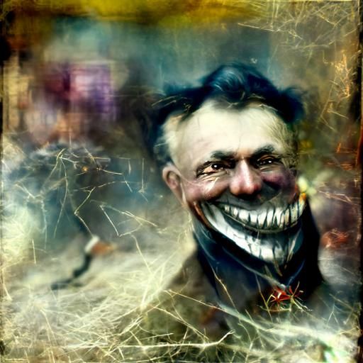 Sinister Man's Ominous Grin in Detailed Photograph