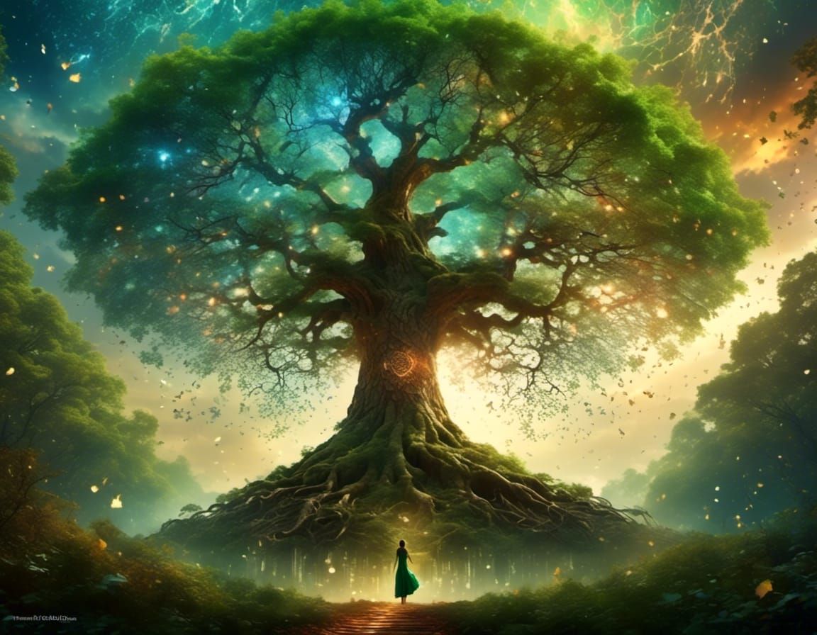 Mother Nature Holding the Yggdrasil Tree