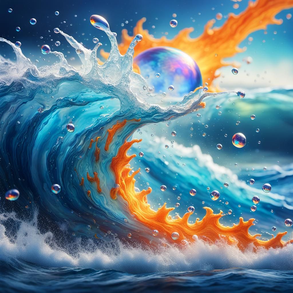 Fantastical Water Drop Explosion in Iridescent Colors
