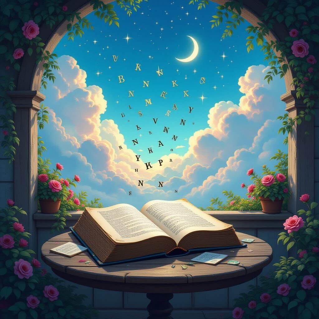 Magic Book Unleashes Enchanted Words in a Sunlit Conservator...