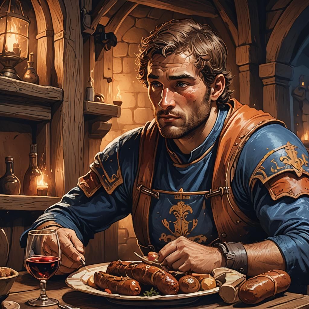 French Rugby Player in Medieval Fantasy Art