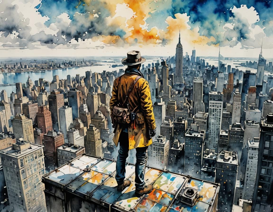 Central Park View, Vibrant Watercolor Painting