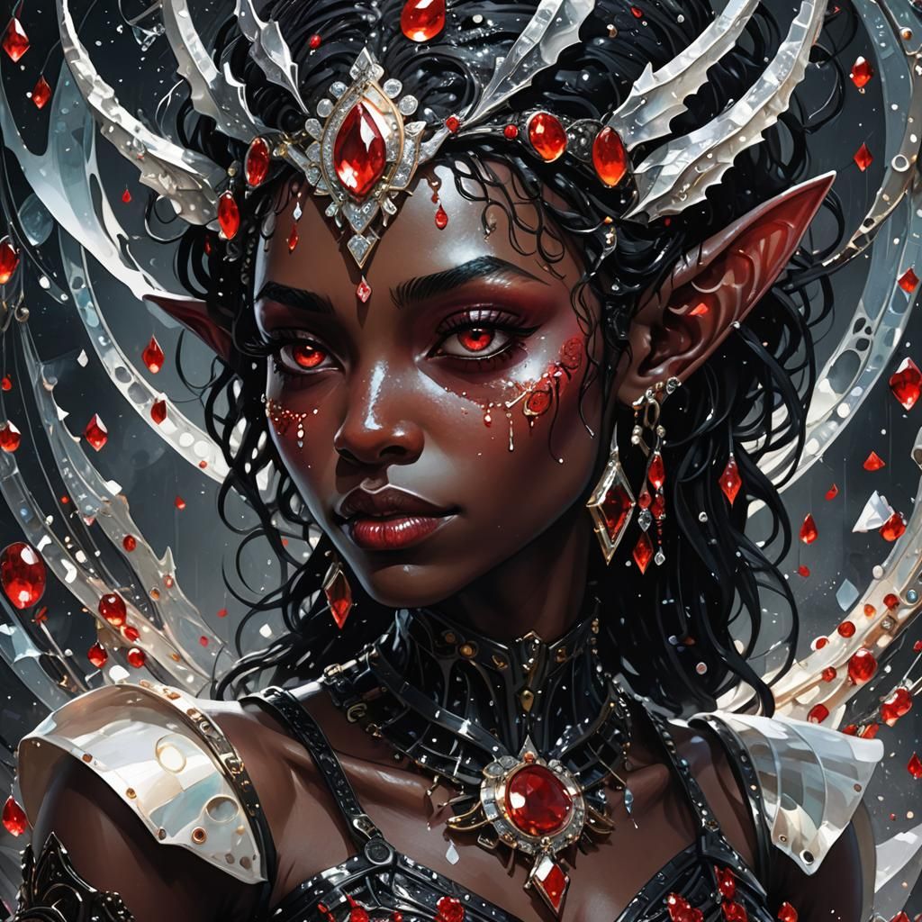 Ebony Elf with Ring in Dark Fantasy Style