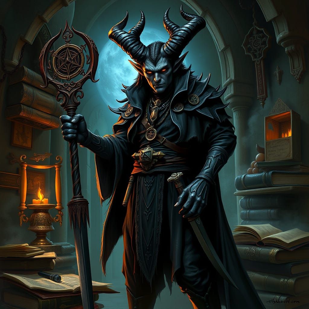 Dark Tiefling Sorcerer Basks in Malevolent Power