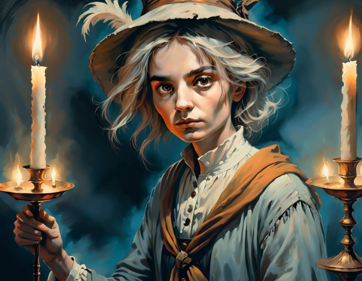 Figure Surrenders in Darkness: Dark Fantasy Portrait