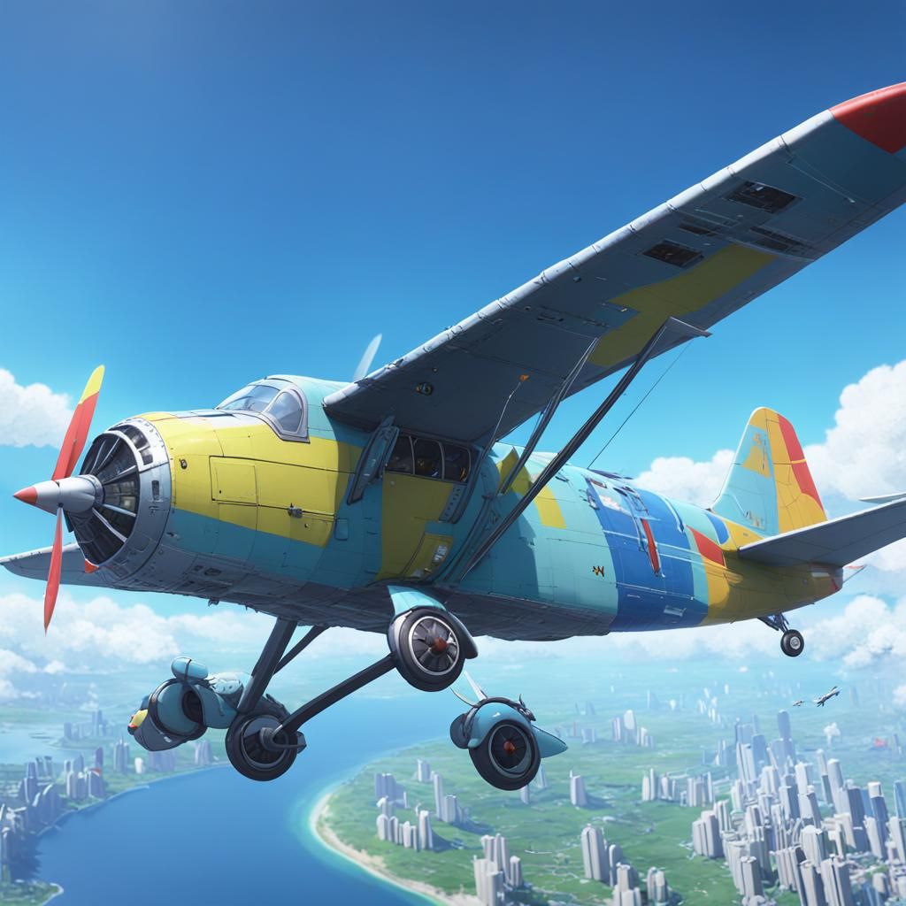 Anime Style Insect Plane Flying in the Air