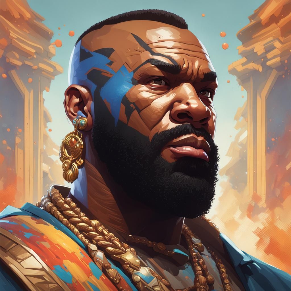 Hyperdetailed Portrait of Mr. T in Art Nouveau Style
