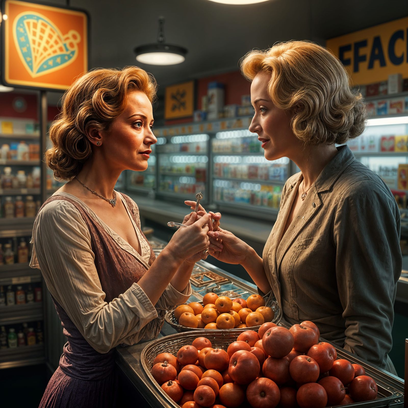 Dramatic Supermarket Encounter in a Matte Painting