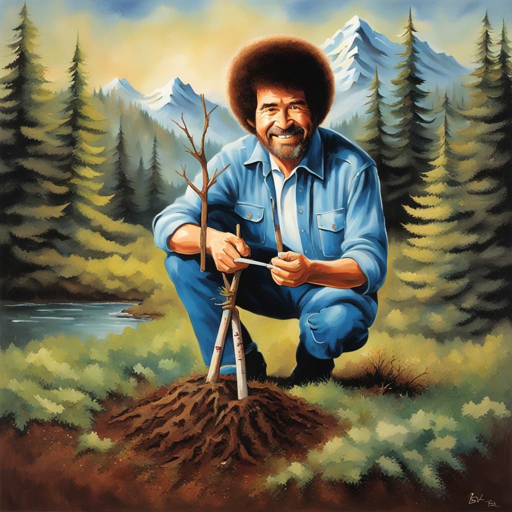 Bob Ross Planting Happy Little Trees