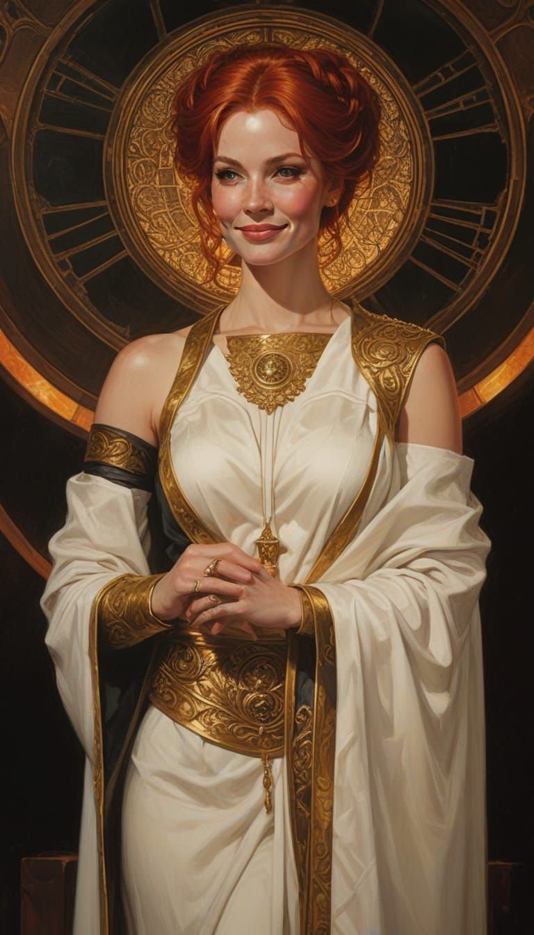 Red-Haired Priestess Portrait in Heroic Fantasy Style