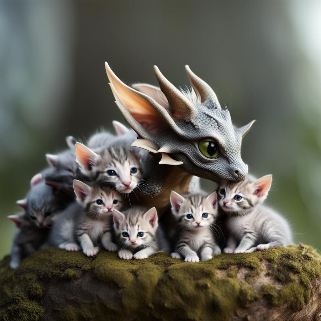 Baby Dragon Snuggles with Kitten Litter