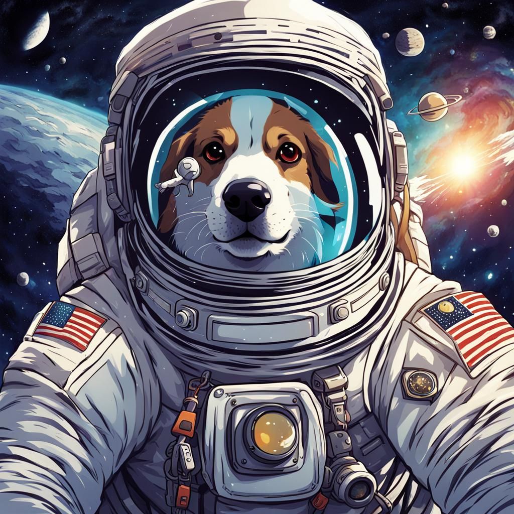 Dog Astronaut in Space: Anime Art Style