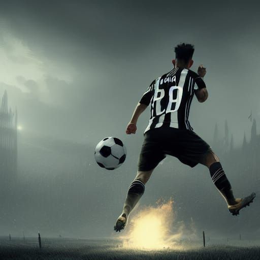 Juventus Turin Soccer Team in Dark Fantasy Style