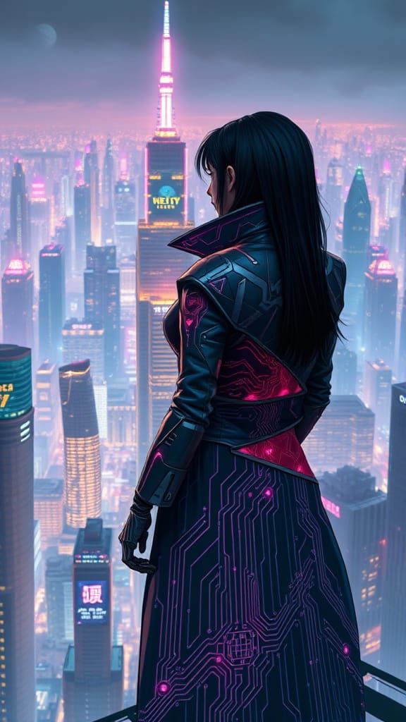 Cyberpunk Goddess of Neon Metropolis