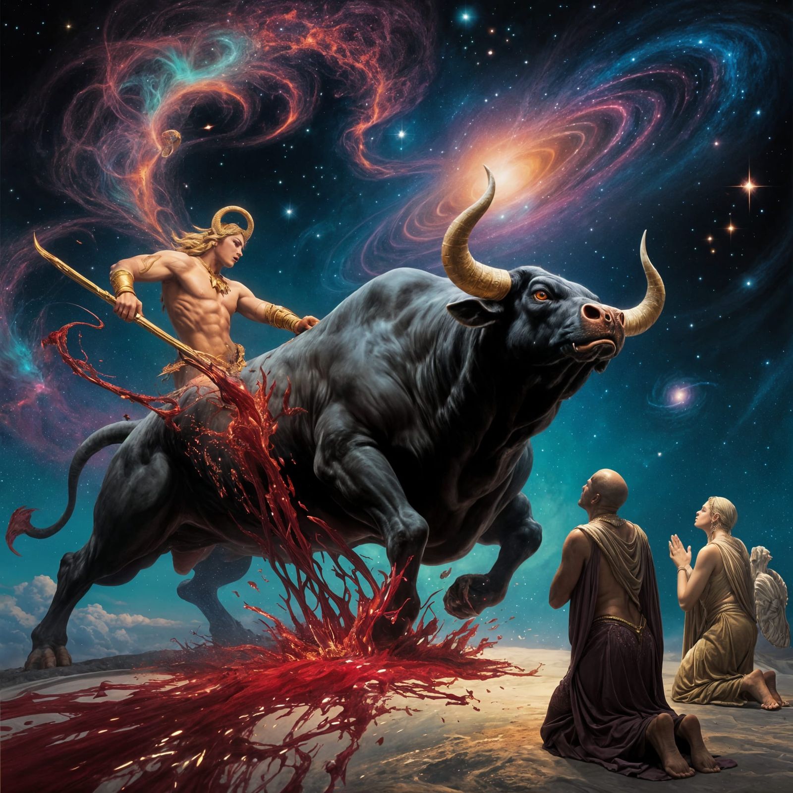 Mithra Slaying Bull, Blood Becomes Galaxies