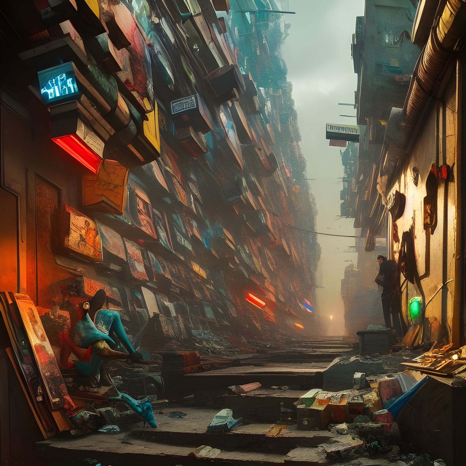 Inside a run down comicbook store