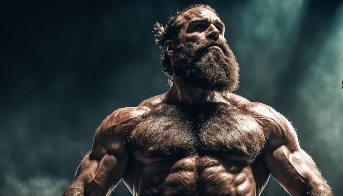 Cinematic Film Still of Muscular Angelic Being