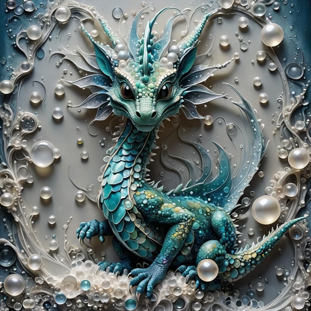 Abstract Water Dragon in Cubist Gothic Style