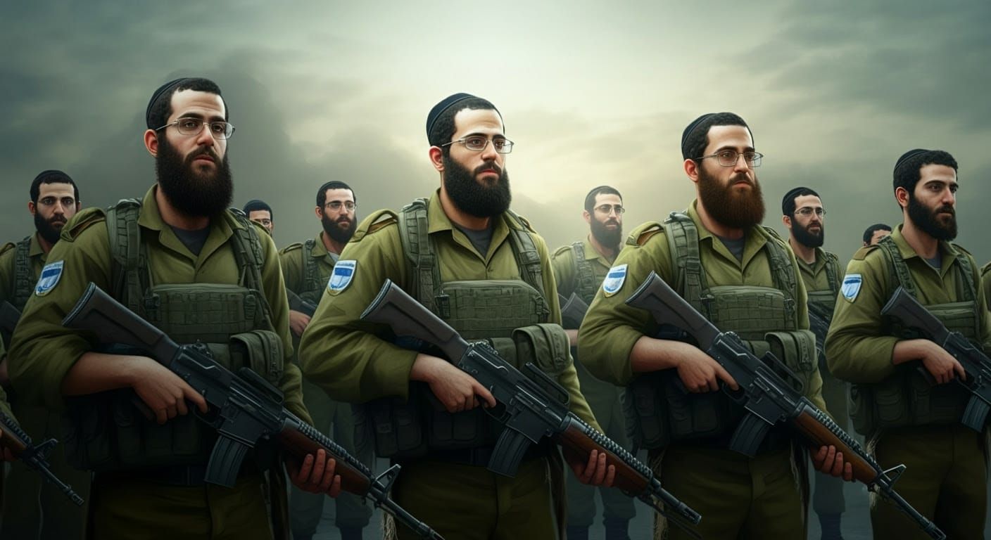 Hasidic IDF Platoon in Digital Comic Style
