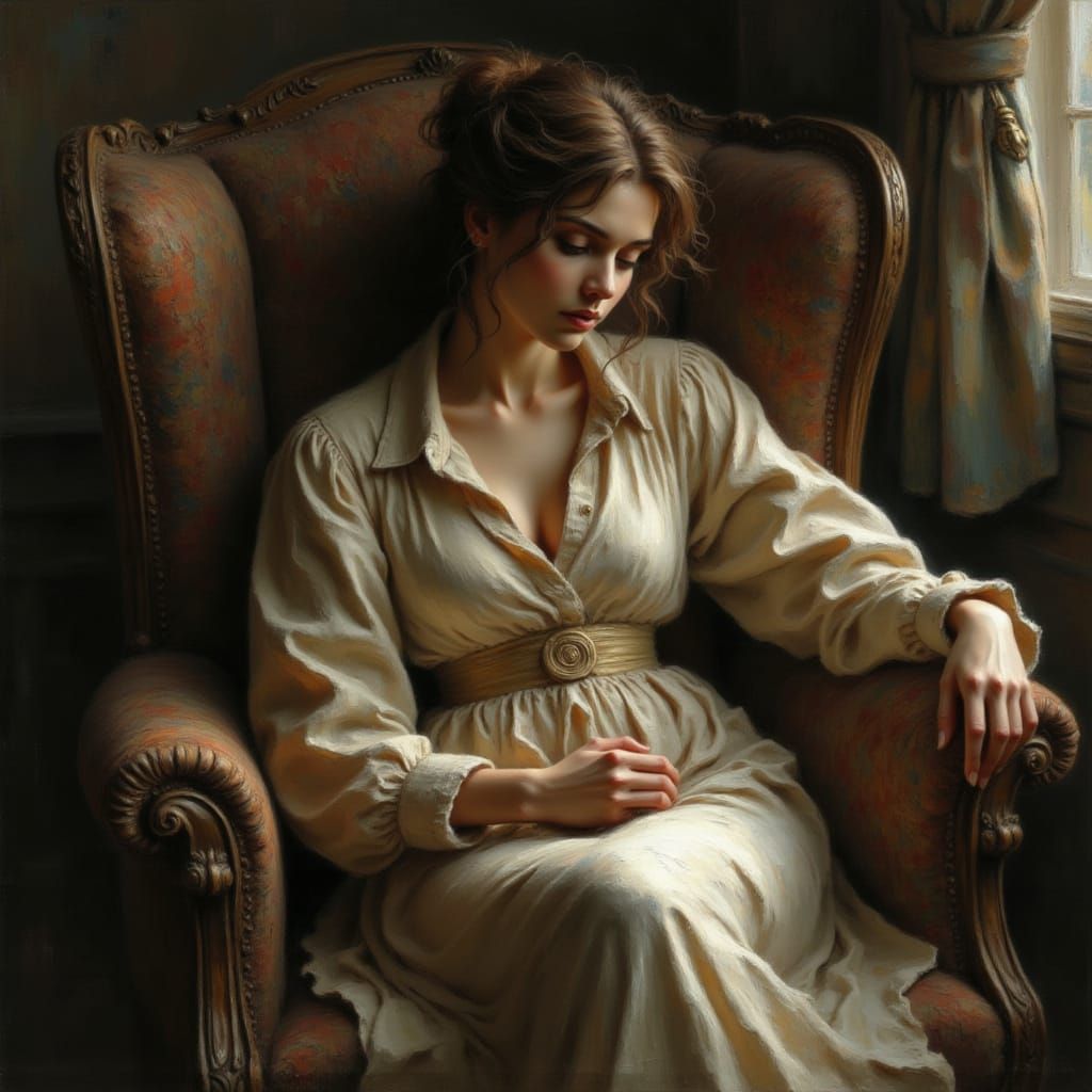 Isabelle Adjani Seated in Morning Light