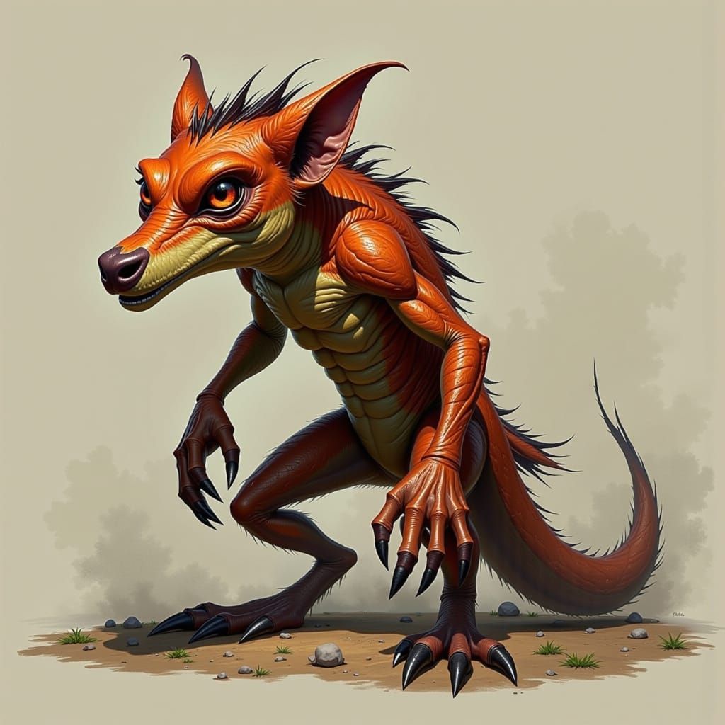 Detailed Concept Art of a Lizard-like Kobold